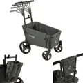 Beach Wagon Bollerwagen PUSH, Handwagen mit Schiebestange Vollgummi-Reifen, Kombiset mit Konsolentasche und Querträgertasche - Dunkelgrau