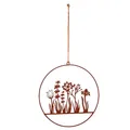 UNUS Aufhänger Blumenornament aus Metall zum Aufhängen Wanddeko Türdeko 25cm im Rostdesign