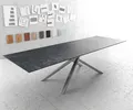 DELIFE Esstisch Edge 300x100cm Keramik Laminam®Nero Greco Anthrazit Kreuzgestell Rechteck Edelstahl