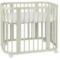 waldin Babybett, Olivgrün, Holz, Echtholz,Buche, Oval, 65.5x92 cm, FSC 100%, Babymöbel, Babybetten, Gitterbett