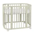 Waldin Babybett 5in1, Beistellbett aus Holz, Matratze, Belüftet, Boden 5-Fach Verstellbar, Olive