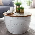 FineBuy Couchtisch Mango Massivholz Ø60cm Wohnzimmertisch Sofatisch Stauraum