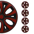 OMAC 4X Radkappen Radzierblenden Radblenden 16" Zoll Stahlfelgen Glänzend Schwarz-Rot