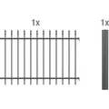 Alberts Zierzaun - Anbauset Chaussee, Höhe 120 cm, Länge 2 m, anthrazit, zum Einbetonieren - Dunkelgrau