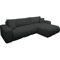 MIRJAN24 Ecksofa Furyn Maxi, Eckouch mit Bettkasten und Schlaffunktion, Ottomane universal, L-Form (Farbe: Velo 636) - Schwarz