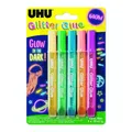 1-40x UHU Glitzerkleber Glitter Glue "GLOW IN THE DARK", 5 x 10 ml