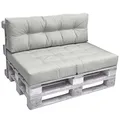 Beautissu Palettenkissen Outdoor Rückenkissen 120x40 cm – Auflagen für Paletten Europaletten Palettensofa Palettenmöbel Balkon Palettenpolster Garten Lounge Kissen Outdoor Hellgrau – Elements