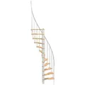 Minka Spindeltreppe Suono Smart 38 - 305,5cm Geschosshöhe Buche Weiß für 120x68cm Deckenöffnung