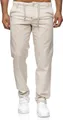 Reslad Herren bequeme Baumwollhose Leinenhose Optik Strandhose RS-3000 Beige 2XL