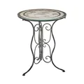 Gartentisch Metalltisch Bistrotisch Tisch in Mosaikoptik Metall  mit Glasplatte