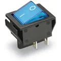 Wippenschalter 2-pol., I-0, blau beleuchtet, 26x22 mm - Blau
