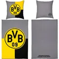 BVB Bettwäsche BVB Logo anthrazit / gelb Wendebettwäsche 135x200 Fanartikel Shop