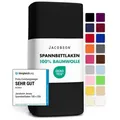 Jacobson Spannbettlaken aus 100% Baumwolle, Jersey Bettlaken 160 g/m2, Spannbetttuch mit Gummizug, OEKO-TEX®, pflegeleicht, viele Farben schwarz 120 - 130 cm x 200 cm