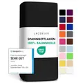 Jacobson Jersey Spannbettlaken Spannbetttuch Baumwolle Bettlaken (120x200-130x200 cm, Schwarz)