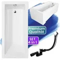 Badland - Badewanne Rechteck 160x70 Mit Acrylschürze, Ablaufgarnitur & Füßen Gratis - Komplettset 4in1 Original Acryl Wanne Siphon Modern
