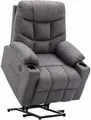 M MCombo Fernsehsessel mit Aufstehhilfe Elektrisch, Relaxsessel mit Liegefunktion, Seniorensessel für Wohnzimmer, TV Sessel mit Liegefunktion bis 140°, mit USB, Retro 7286 (Stoff, Grau)