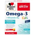 Doppelherz Omega-3 plus D3 Kids, Vitamin D wird für ein gesundes Wachstum und eine gesunde Entwicklung der Knochen bei Kindern benötigt, 27 Gel-Tabs