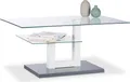 Relaxdays Couchtisch Glas, rechteckig, Glasplatte, kleine Ablage, origineller Sofatisch, HxBxT: 45 x 100 x 60 cm, grau