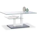 Relaxdays Couchtisch Glas Metall MDF Grau mit Ablage 45 x 100 x 60 cm 21,15 kg