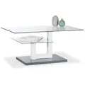 Relaxdays Couchtisch Glas mit Ablage Weiß,Transparent,Grau