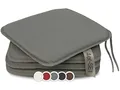 ZOLLNER 4er Set Sitzkissen in 38x38cm - gemütliche Stuhlkissen mit Bindebänder - waschbar bis 30°C - in grau - Oeko Tex® Zertifiziert