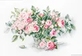Luca-S Strauß rosa Rosen Kreuzstichset, Baumwolle, Mehrfarbig, 31x20cm