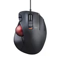 ELECOM EX-G Trackball-Maus, kabelgebunden, Daumensteuerung, ergonomisches Design, 5-Tasten-Funktion mit reibungslosem Tracking, ergonomisches Design, optischer Gaming-Sensor, glatter roter Ball,