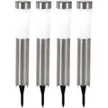 LED 4er Set Solarleuchten für Garten, Außenbeleuchtung mit Erdspieß, Gartenlampe, IP44 Wasserdicht, Edelstahl, Höhe 56 CM