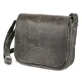 Hamosons Handtasche Damen-Handtasche Größe M, Retro-Look, Leder, Grau, Hamosons 577
