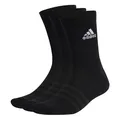 adidas Unisex Cushioned Crew Socks 3 Pairs, Black / White, 13-14.5