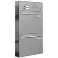 AL Briefkastensysteme 2 Fächer Premium Edelstahl Durchwurf Briefkasten Anlage mit Klingeln, Post A4, robust, wetterfest, Artikelnummer: 331V2DZ1KS