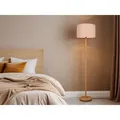 Led Stehlampe Mit Stoff Lampenschirm Weiß & Holz Fuß Höhe 162cm