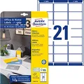 AVERY Zweckform 7160-10 Adressetiketten/Adressaufkleber (210 Etiketten mit ultragrip, 63,5x38,1mm auf A4, bedruckbar, selbstklebend, für Absenderetiketten, ideal fürs HomeOffice) 10 Blatt, weiß