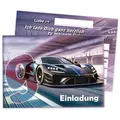 LIMONIA Einladungskarten Auto zum 9. Kindergeburtstag Jungen Einladungen Rennauto car, Einladungskarten mit einem Auto Motiv zum neunten Geburtstag