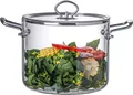 4,5L Glas Suppentopf Simmertopf  Hitzebeständig Glastopf mit Deckel zum Koche...