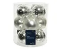 Christbaumkugeln Weihnachtskugeln Glas Ø 8 cm 12 Stück silber matt/glänzend