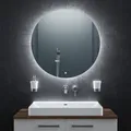 BR Bringer LED Badspiegel Rund - 80cm - Badezimmerspiegel mit Beleuchtung und Anti-Beschlag Funktion - Dimmbar, Energiesparend, 3 Lichtfarben, Touch-Schalter und Speicherfunktion (Modell: BRRS201)