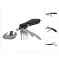 Toolbrothers 4 in 1 Multifunktions - Besteck Set in schwarz aus Löffel, Messer, Gabel, Flaschenöffner Campingausrüstung, faltbar, leicht zu reinige