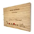 Gästebuch Hochzeit Gravur mit Namen Holz Hochzeitsbuch Fotobuch "Just married"