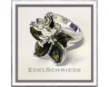 Edelschmiede925 Silberring Ring 925 Silber kl. Frosch auf grüner Blüte Größe 58