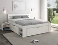 Home affaire Massivholzbett "HANNES " mit Schubladen und Regalen, Nachtschrank ausziehbar, stabil, FSC®-zertifiziertes Kiefernholz, ideal für kleine Räume