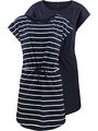 ONLY Damen Sommer Mini Kleid onlMAY S/S Dress 2er Pack Grösse XS S M L XL XXL Gestreift Schwarz 100% Baumwolle, Größe:XL, Farbe:Night Sky Primo Stripe