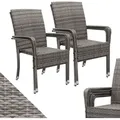 Juskys Polyrattan Gartenstühle Yoro 4er Set - mit Armlehnen & Rückenlehne - 4 Stühle stapelbar - Rattan Stuhl Garten - Stapelstuhl Grau-meliert - Grau