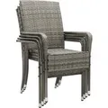 Juskys Polyrattan Gartenstühle Yoro 4er Set Stapelbar mit Armlehnen Grau Meliert