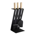 ADURO Kaminbesteck "Baseline 3", 4-tlg., Metall/Stahl/Holz, schwarz/braun - schwarz | braun