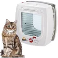 Ferplast Katzenklappe mit chiperkennung, Katzentür 4-wege steuerbarer Ein- und Ausgang, mit Schutz vor Zugluft, inkl. Katzenhalsband mit Mikrochip, SWING MICROCHIP Klein, Mikrochip katzenklappe, Weiß