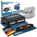 FRONT Display Premium Einparkhilfe Rückfahrwarner PDC 4 Sensoren e13 Silber VSG