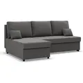 Ecksofa mit Schlaffunktion KEMI, Wohnzimmer Couch, Schlafcouch Ausziehbar, Grau - Grau