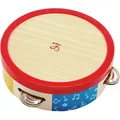 Hape Kinder-Musikinstrument Bunter Tamburin E0607, Tamburin aus Holz, ab 1 Jahr