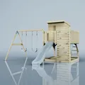 PolarPlay Spielturm Björn aus Holz in Blau Kinderschaukel
